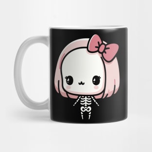 Cute Skeleton Girl with A Bow | Cute Kawaii Design for Happy Halloween Mug